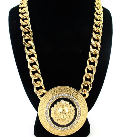 gold versace jewelry|authentic Versace lion necklace.